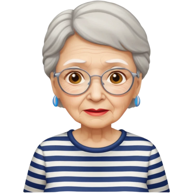 Old lady with striped t shirt emoji