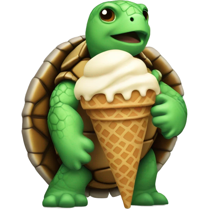 Turtle with shield is ice cream emoji