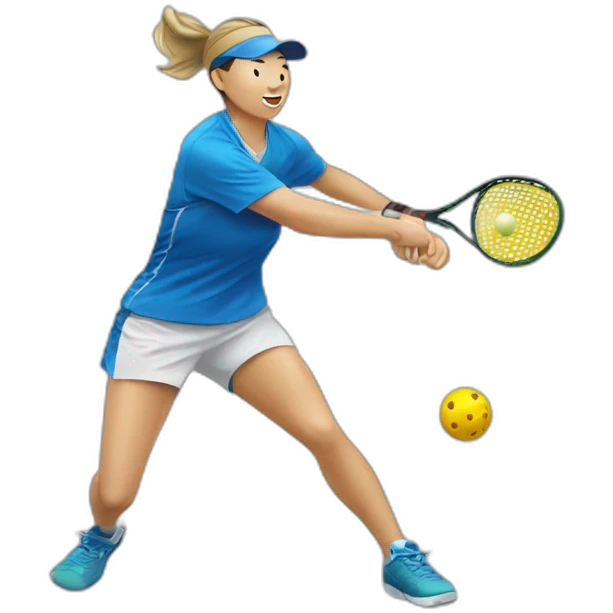 Chinese Pickleball player hitting a Pickleball emoji