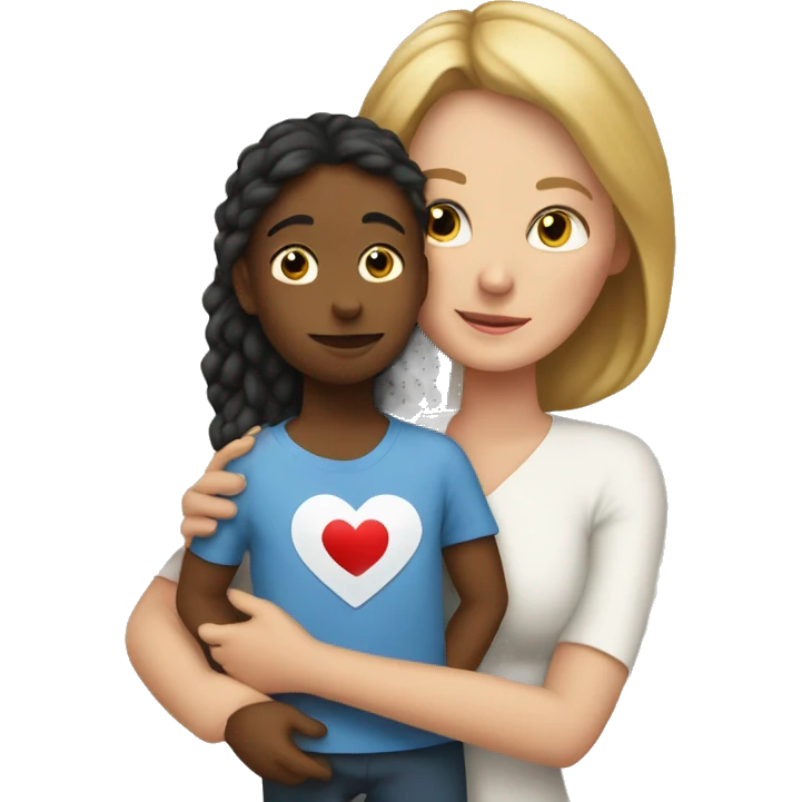 white mom taking care of child with heart emoji