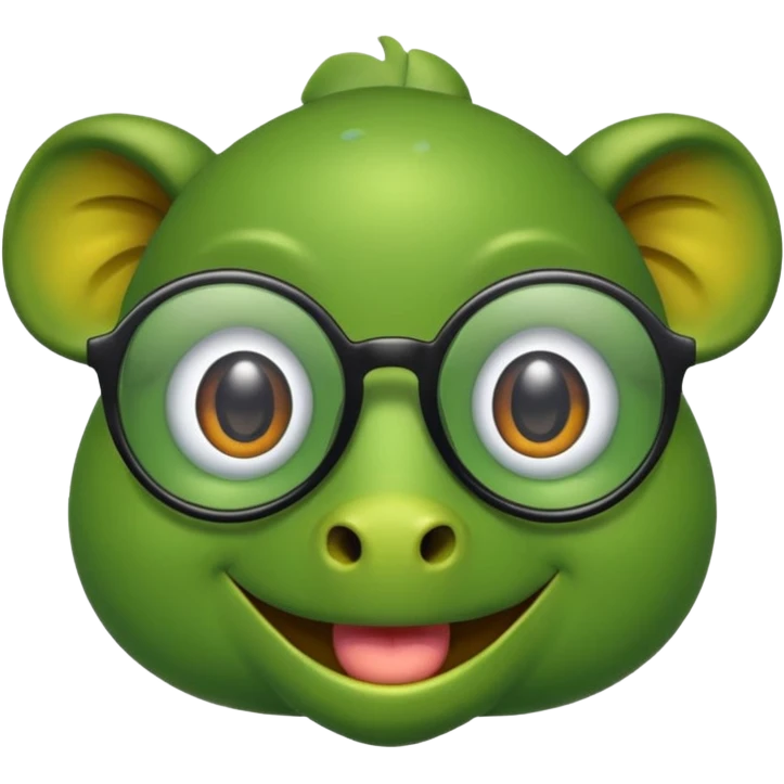 Una rana con lentes para ver y ojos muy grandes emoji