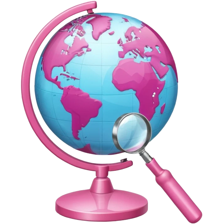 mix light pink dark pink and white girly globe with WWW in big letters under it and a small magnifying glass
It looks like an internet bar icon. emoji