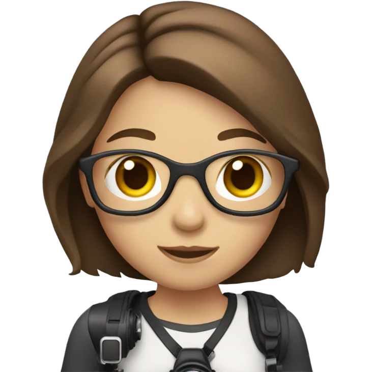 girl photographer with camera brown hair emoji