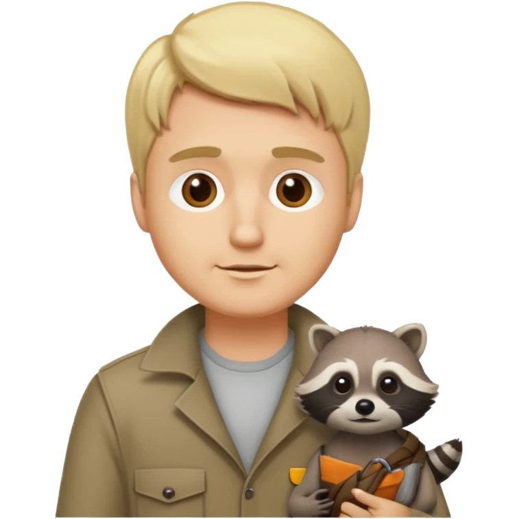 blonde man with racoon emoji