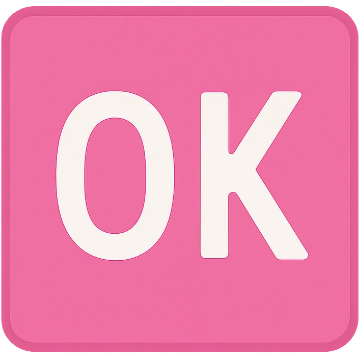 pink square with text 'OK' emoji