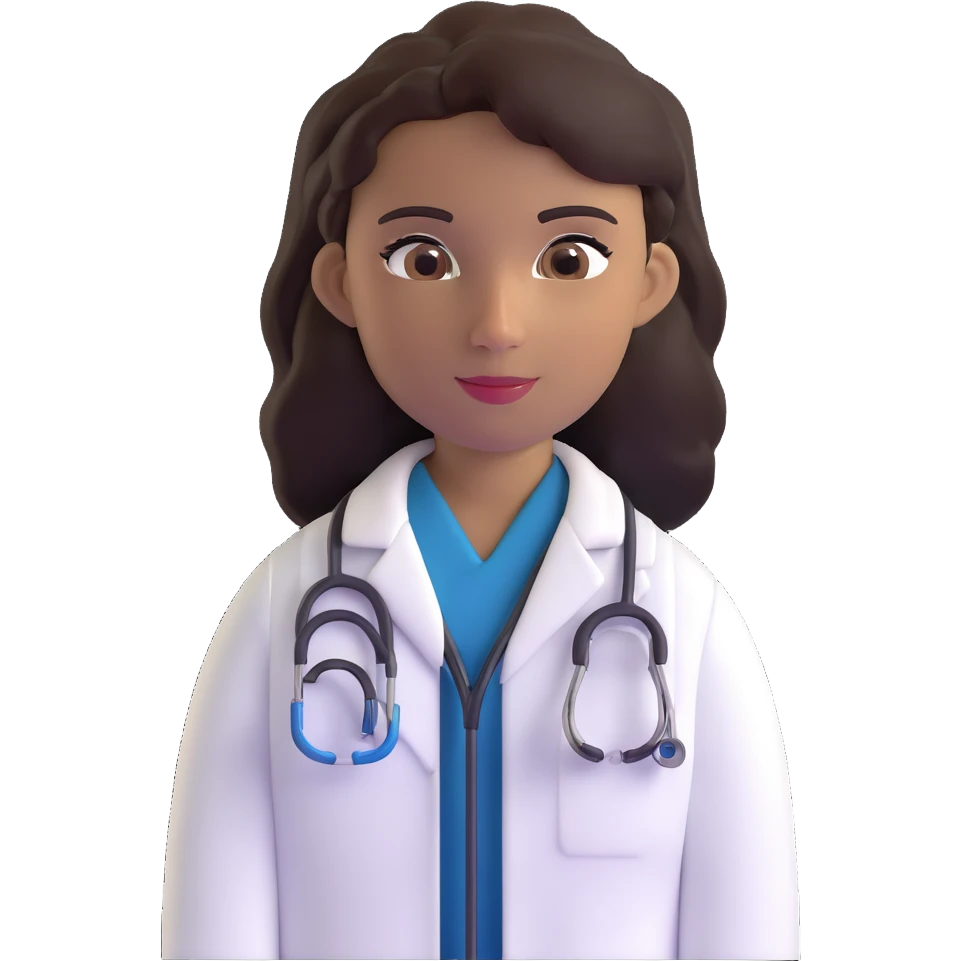 mature 60 year old doctor with stethoscope, dark brown hair, medium-dark tan skin tone, cinnamon skin, professional looking but not elderly emoji