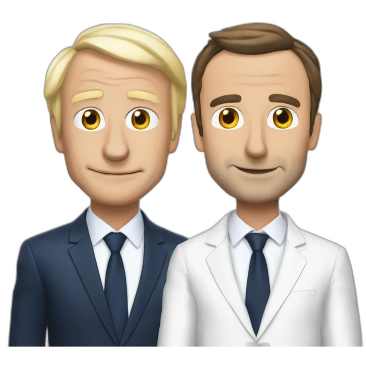Macron et lepen qui s'embrasse emoji