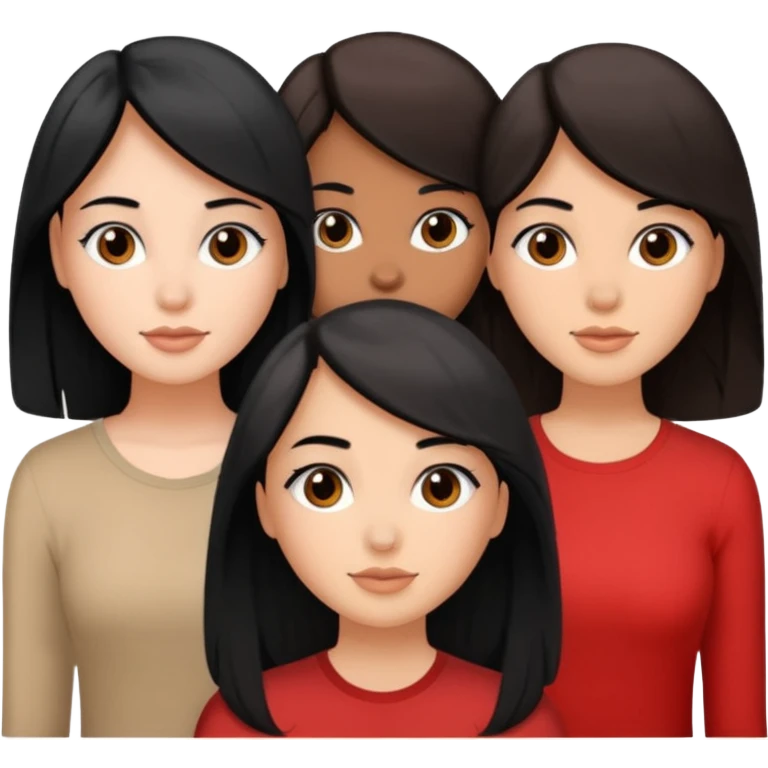 3 besties one with black hair and two with brown hair emoji