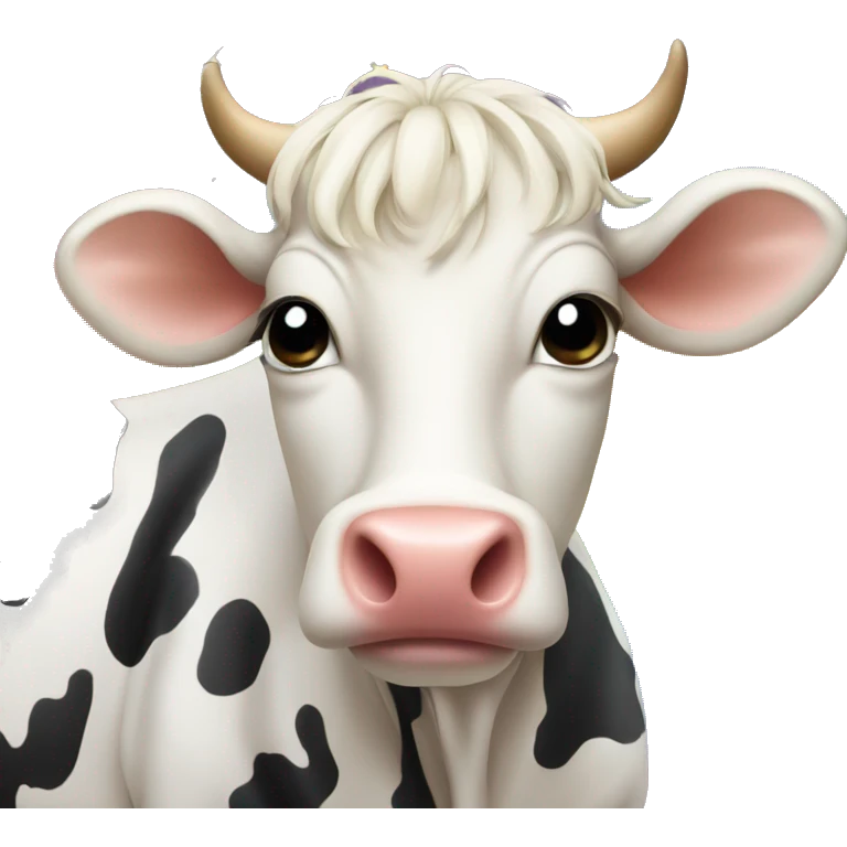 Stars and rainbow over cow face emoji