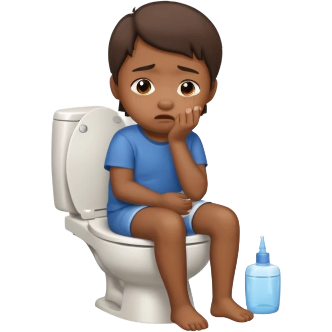 KID SITTING ON TOILET POOPING and crying emoji