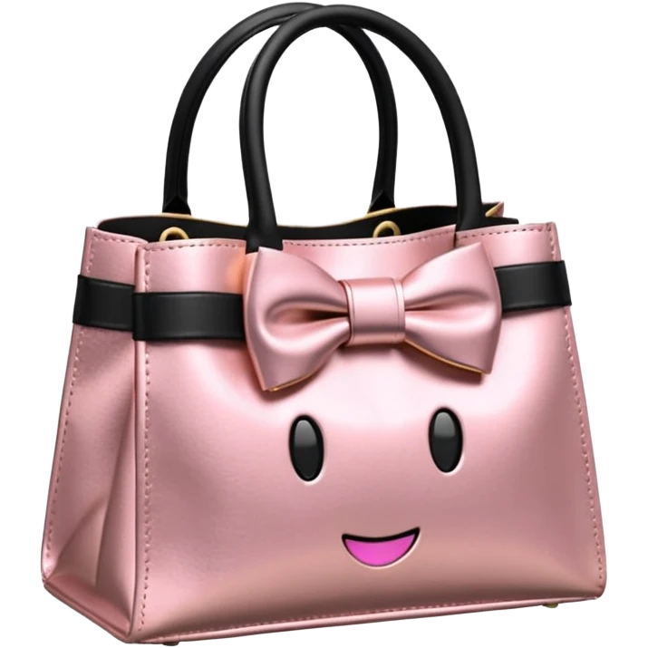 Genera un emoji de bolsa de tienda de ropa de color dorado con un 🎀 de color negro o rosado, dame varias opciones  emoji