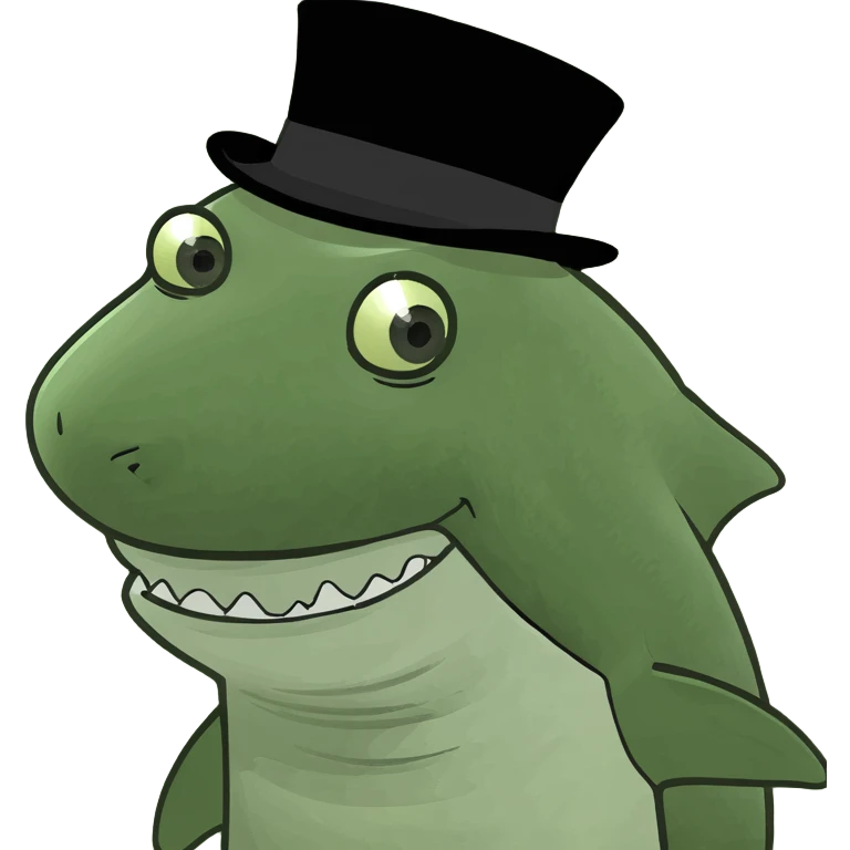 Shark with a top hat emoji