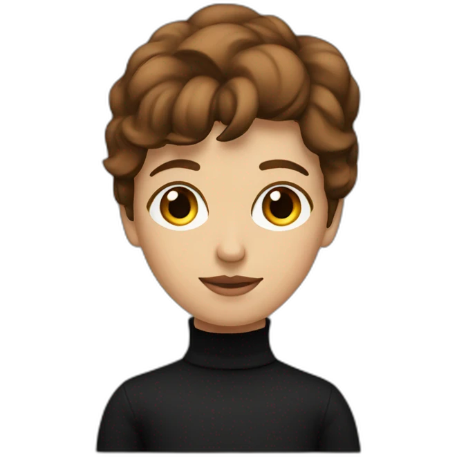 brown haired designer with black turtleneck emoji