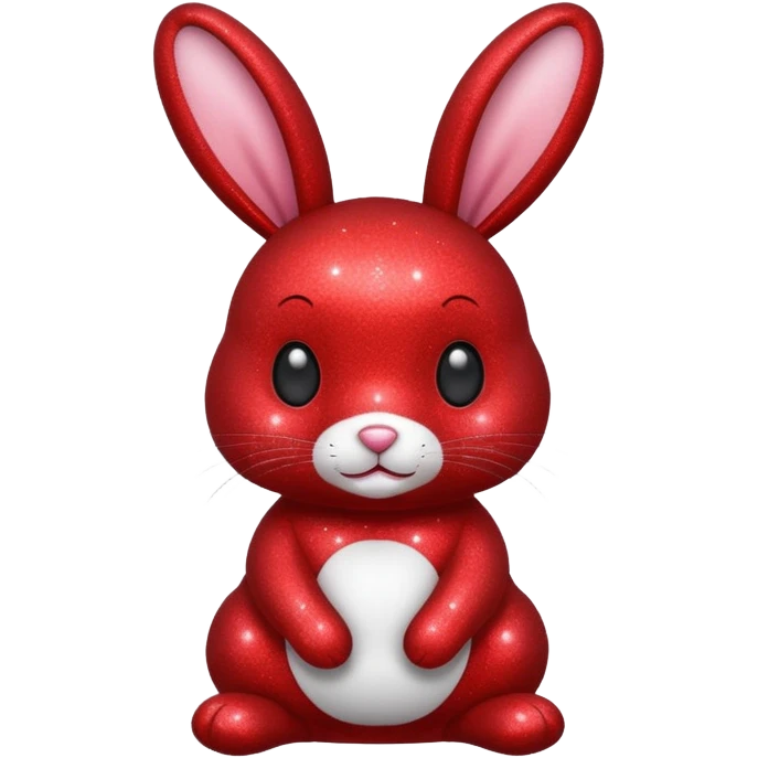 red glitter rabbit Happy  emoji