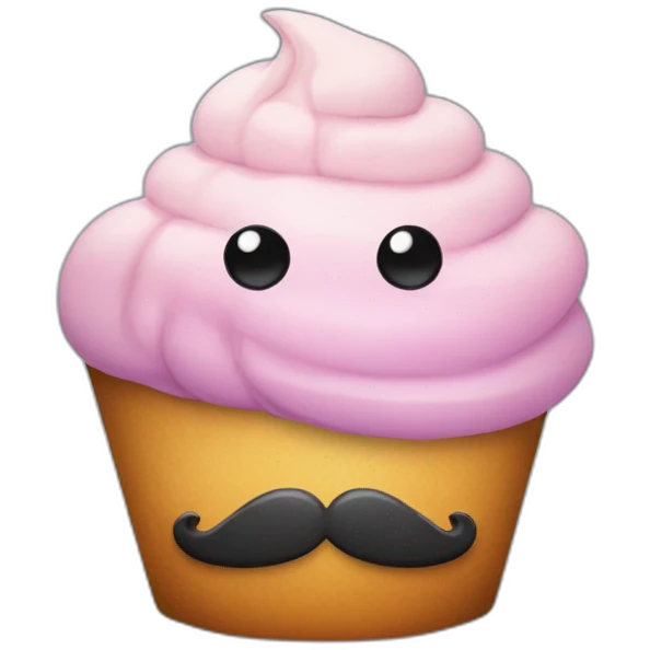 cute cupcake with smiling face eyes and moustaches  emoji