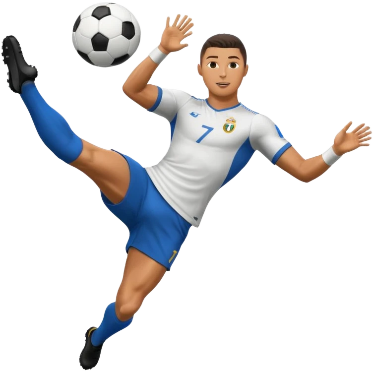 Ronaldo doing a bicycle kick with football emoji