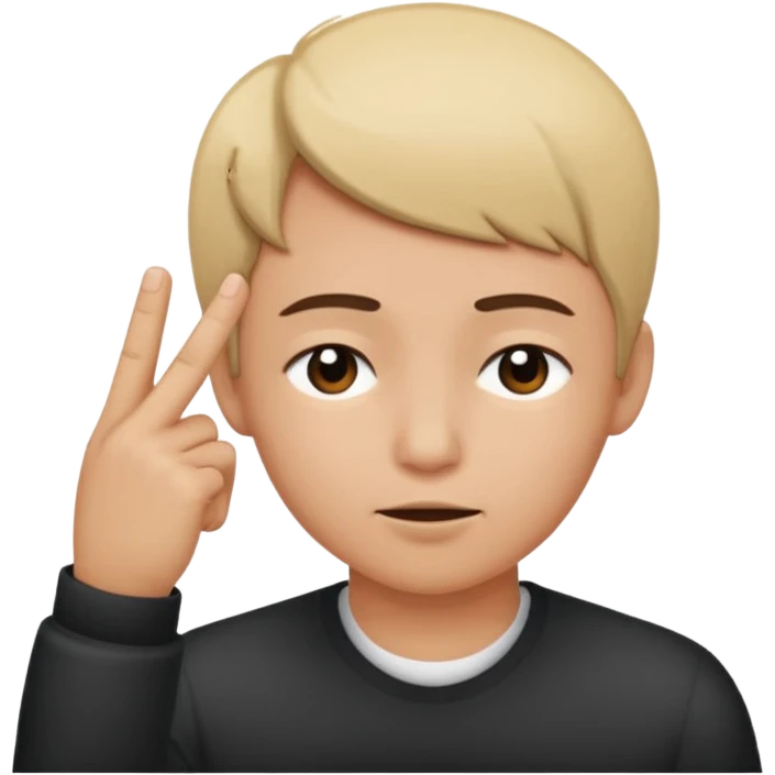 Una persona tocándose la cabeza por la 100 con un dedo índice y los ojos serrados  emoji