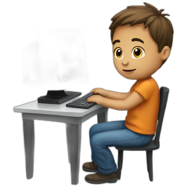small boy at computer emoji