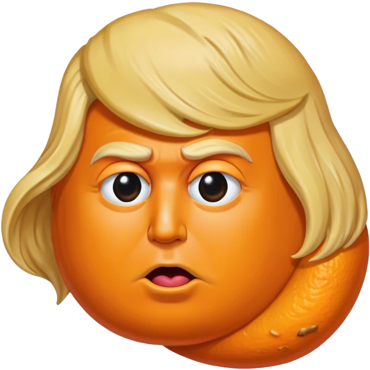 Piece of orange poop with Donald Trump hair and face super imposed on it emoji