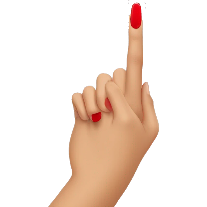 woman hand pointing right, red nail varnish emoji