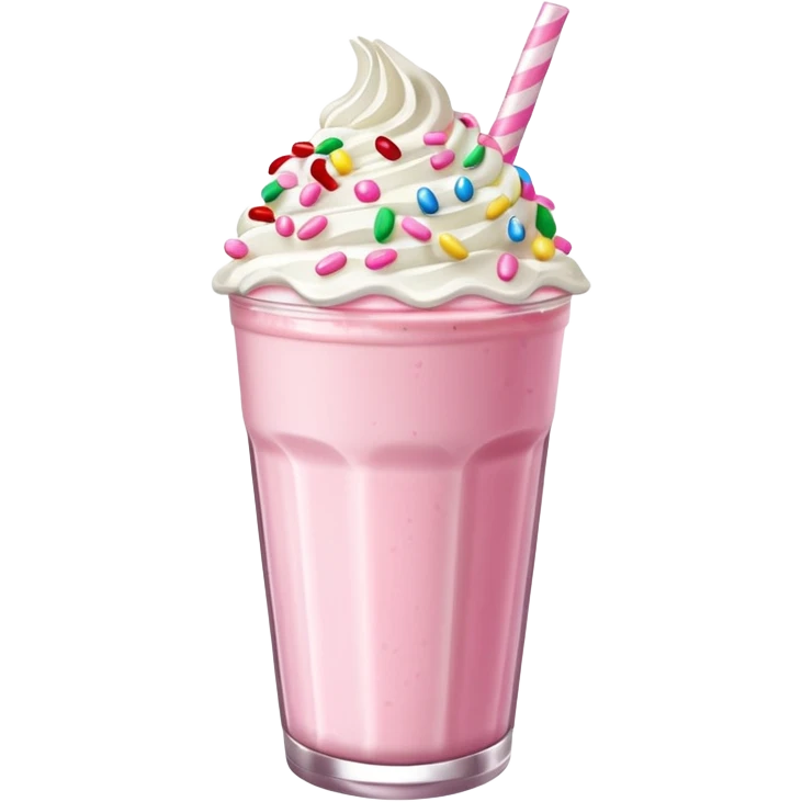 pink milkshake with whipped cream and sprinkles  emoji