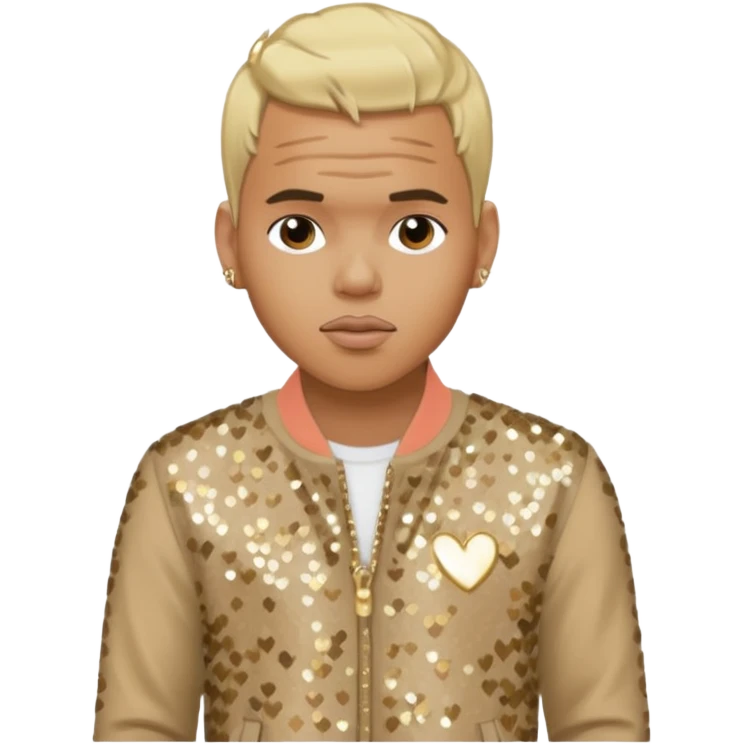 Chris Brown with blonde hair, beige sequin outfit emoji
