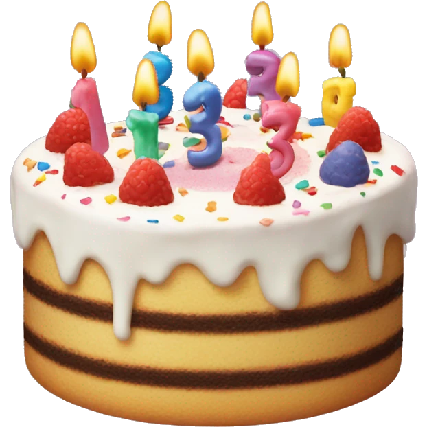 Birthday cake with “33” on it emoji