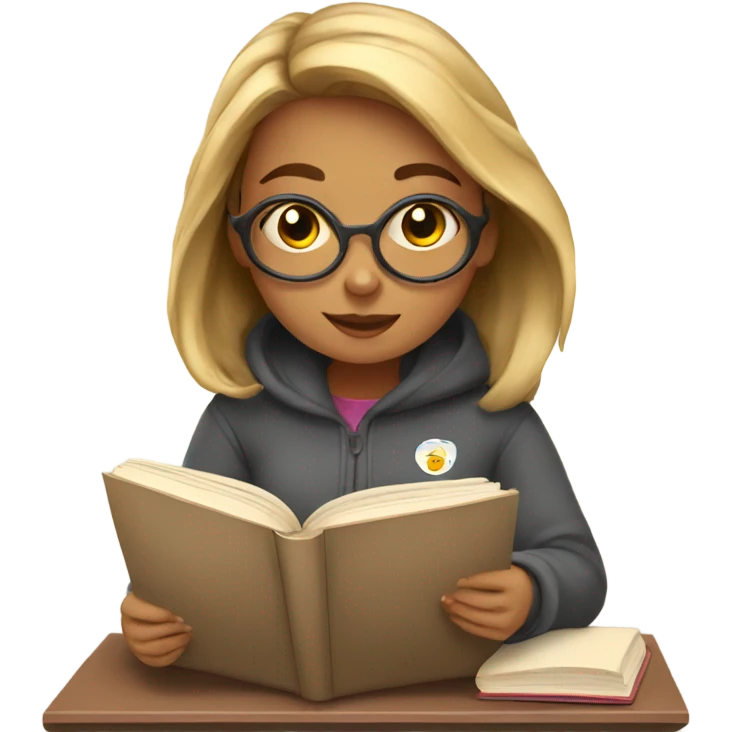 Cozy girl studying emoji
