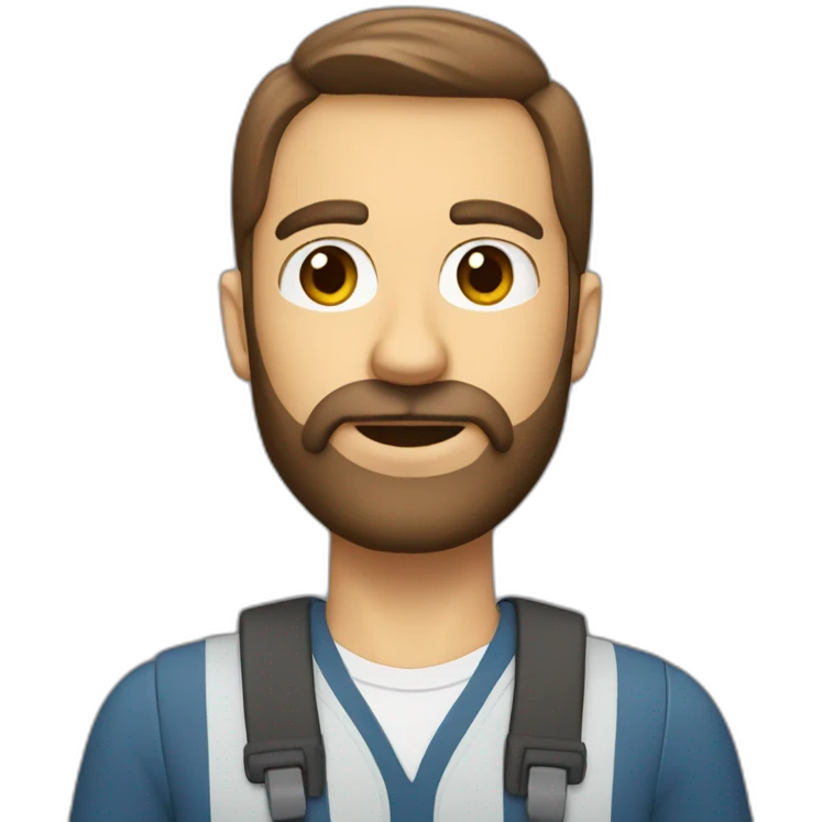 school driving teacher with brown eyes with brown hairs and beard emoji