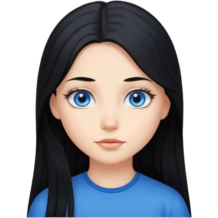 Emoji chica pelo largo negro ojos azules  emoji