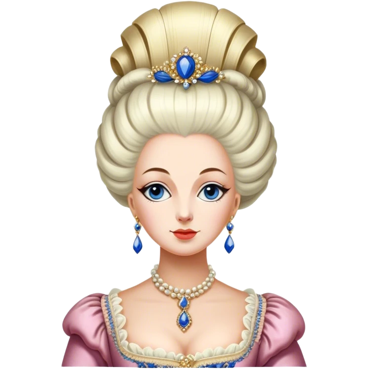 Cinematic Realistic Marie Antoinette Portrait Emoji, depicted as an opulent royal figure with elegant attire and a graceful poised expression, rendered with rich textures and soft lavish lighting that captures her historical allure. emoji