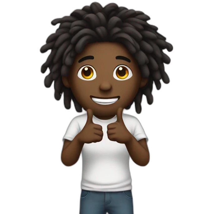 black guy with dreadlocks doing hands sign emoji