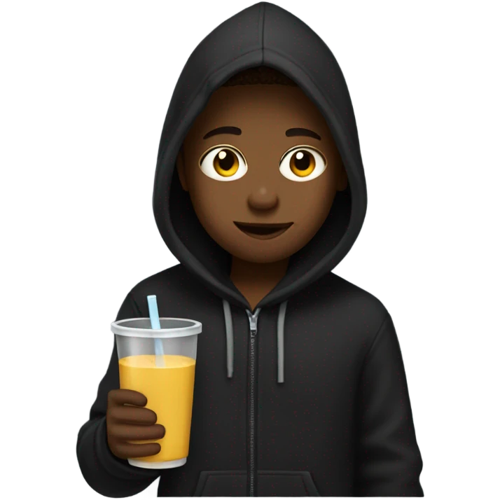 boy in black hoodie drinking emoji