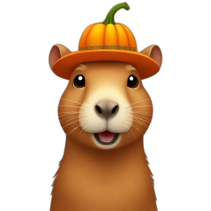 capybara wearing pumpkin hat emoji