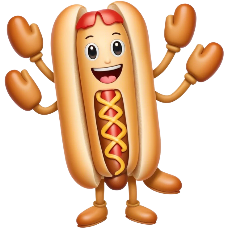 Hotdog with arms and legs  emoji