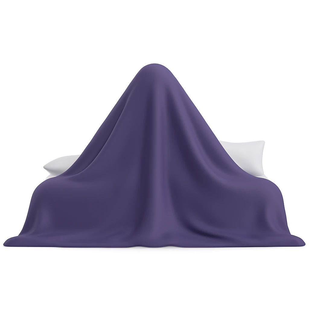 Remove the king from the bed, keep only the bed with a blanket and no visible person, shown from the back side. The style should resemble 3D emoji style with a focus on the bed and blanket only, no person visible. emoji