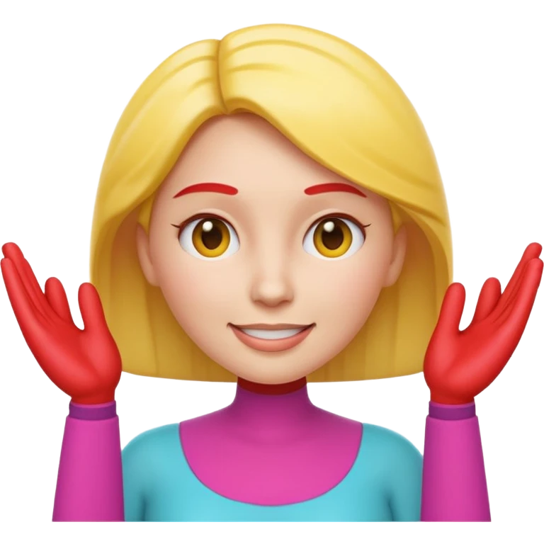 Apple-style 3D emoji of a cartoon woman with both hands placed at the sides of her forehead, as if pointing or highlighting the forehead area, cheerful and clear expression, colorful emoji style, no background. emoji