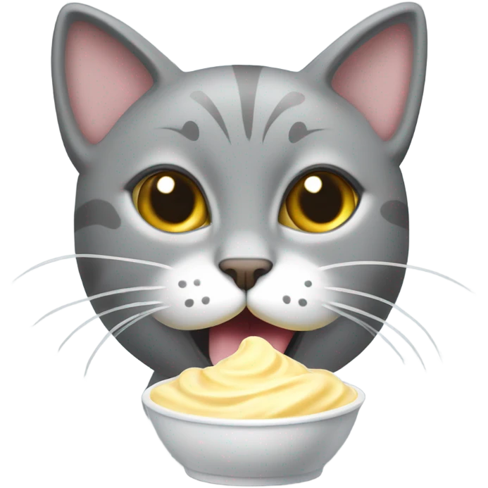Gray cat eating mayonnaise  emoji