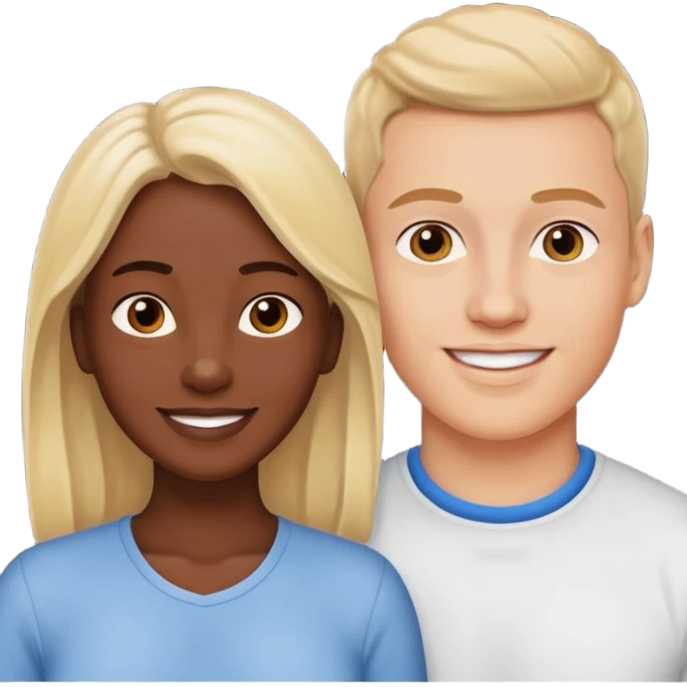 A white woman next to a dark man holding his penis and balls with semen emoji