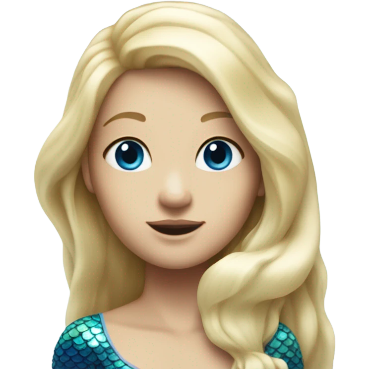 White skin blonde mermaid blue tail emoji