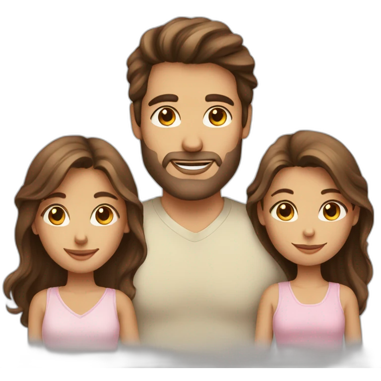 Brown hair man, long Brown hair woman, baby girl emoji