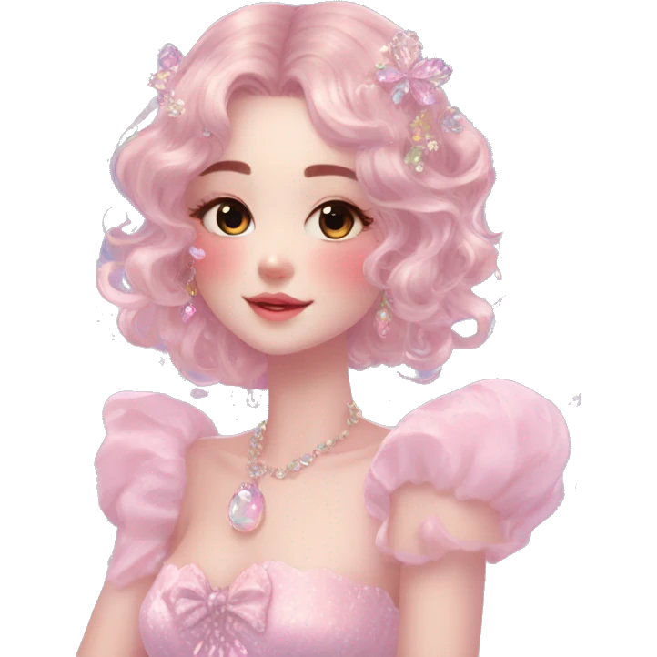 Dreamy pretty VOGUE elegant kawaii shiny lady pastelcore kawaii beautiful hair fairycore cottagecore jewels trending aesthetic emoji