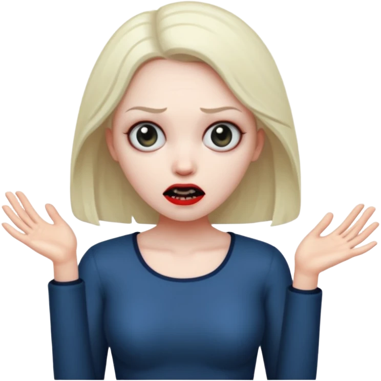 A realistic woman in horror, waist-length portrait emoji