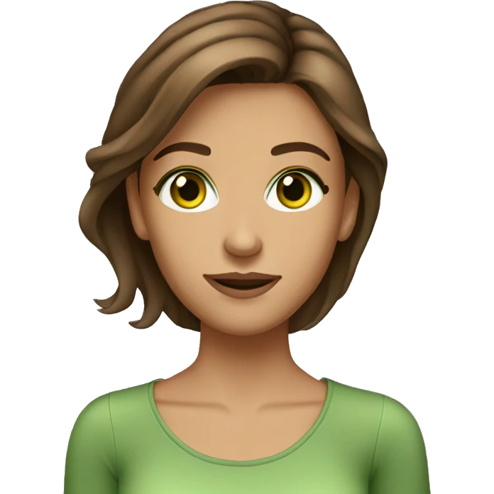 pretty young woman green eyes brown hair tan emoji