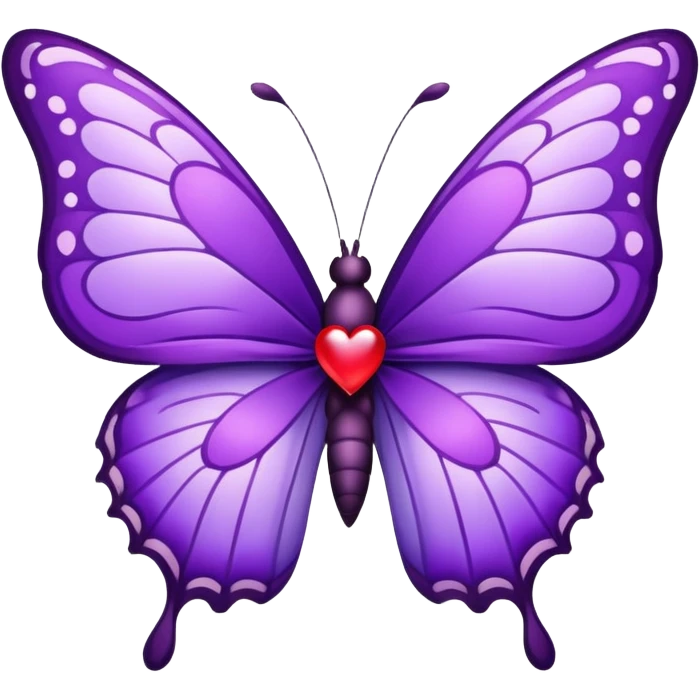 Violet color butterfly with a heart emoji