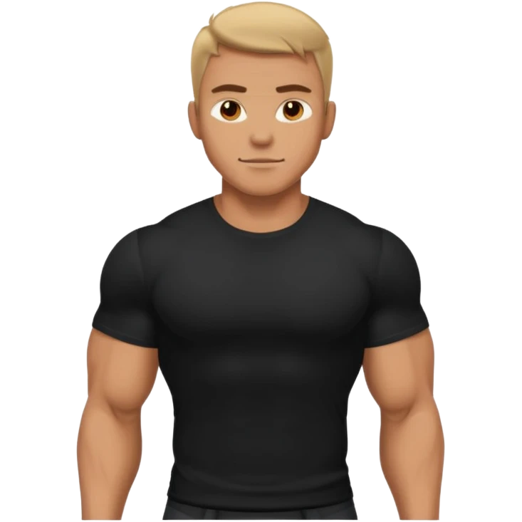 Generate a muscular guy wearing plane black t shirt emoji