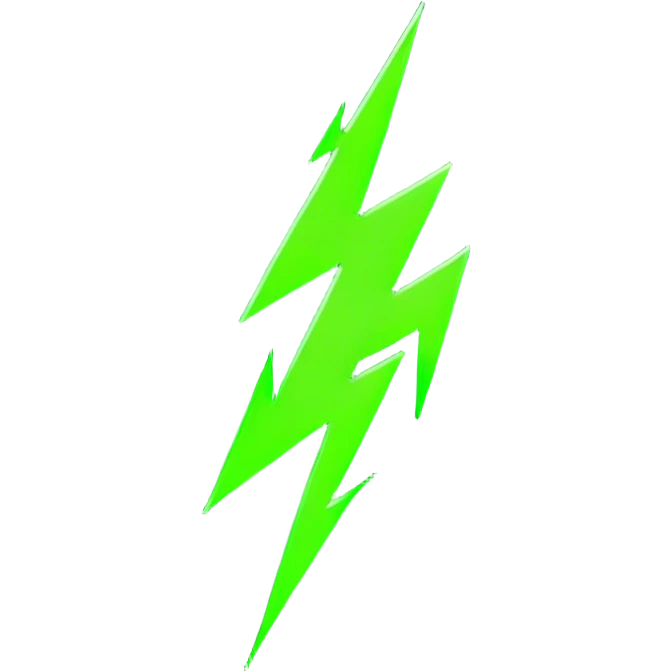 Cinematic realistic 3d neon green lightning emoji