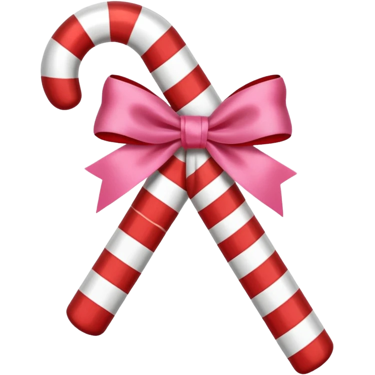 candy cane with little pink bow emoji