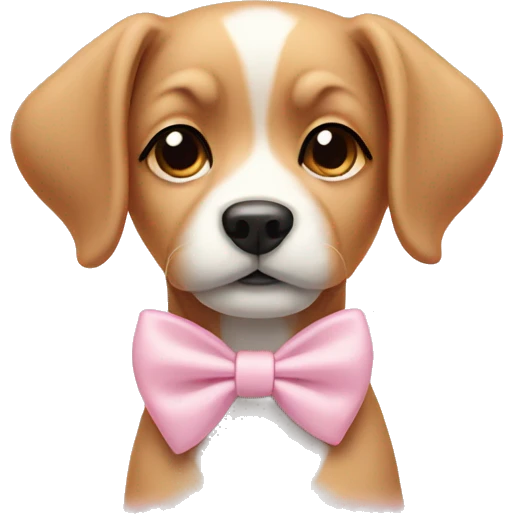 dog wearing a bow pastel pink emoji