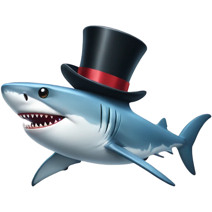 Shark with a top hat emoji